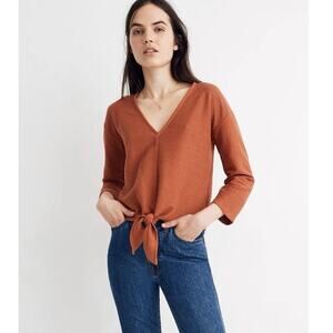 Madewell Texture and Thread Burnt Orange Tie Shirt in Size XXS